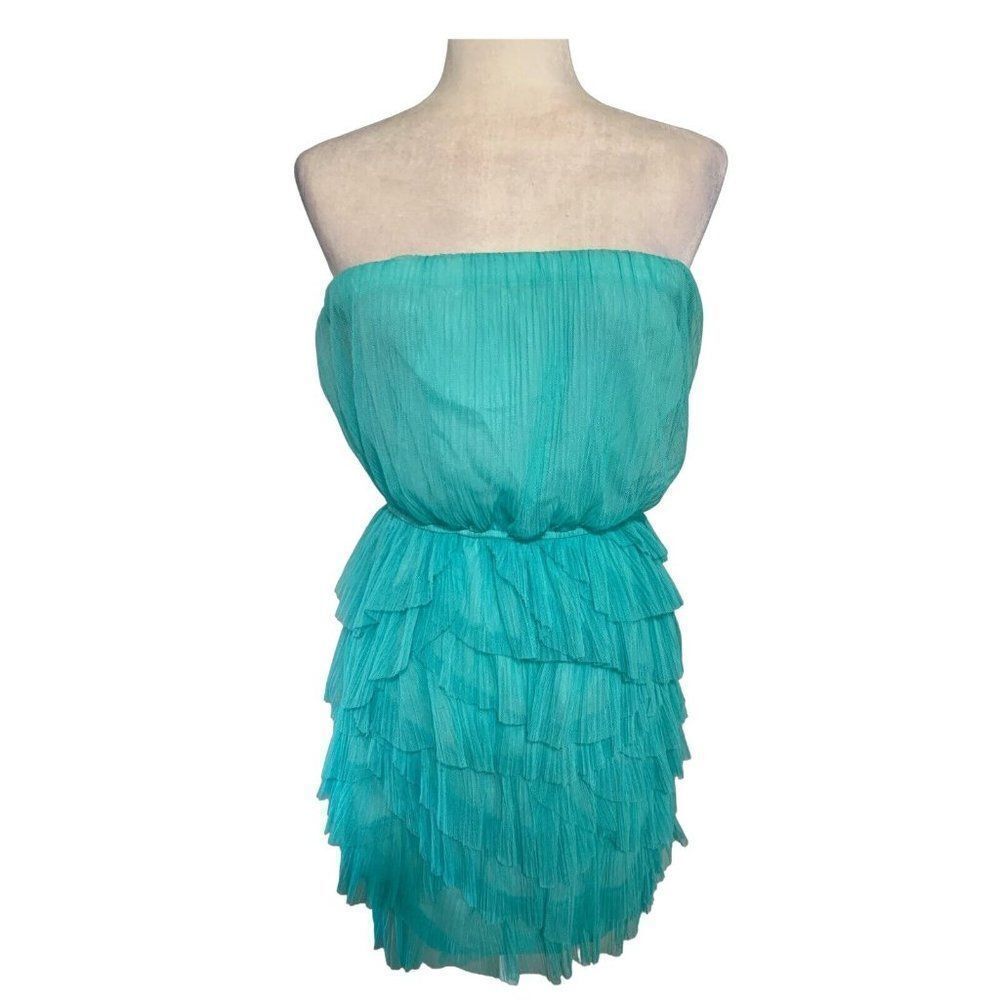 bcbgeneration bcbg womens solid teal blue tube tank Aqua Foam mini dress xs